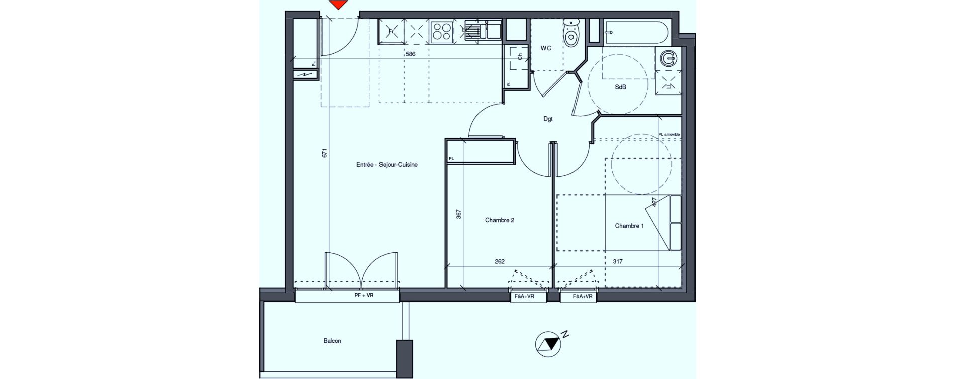 Appartement T3 de 62,80 m2 &agrave; Blagnac Centre