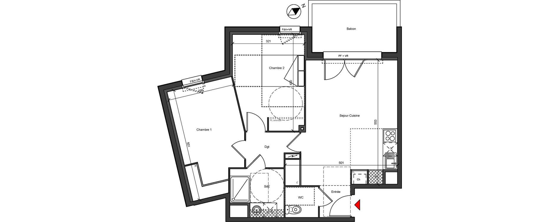 Appartement T3 de 61,90 m2 &agrave; Blagnac Centre