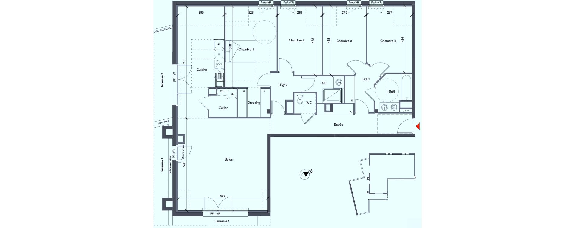 Appartement T5 de 131,10 m2 &agrave; Blagnac Centre