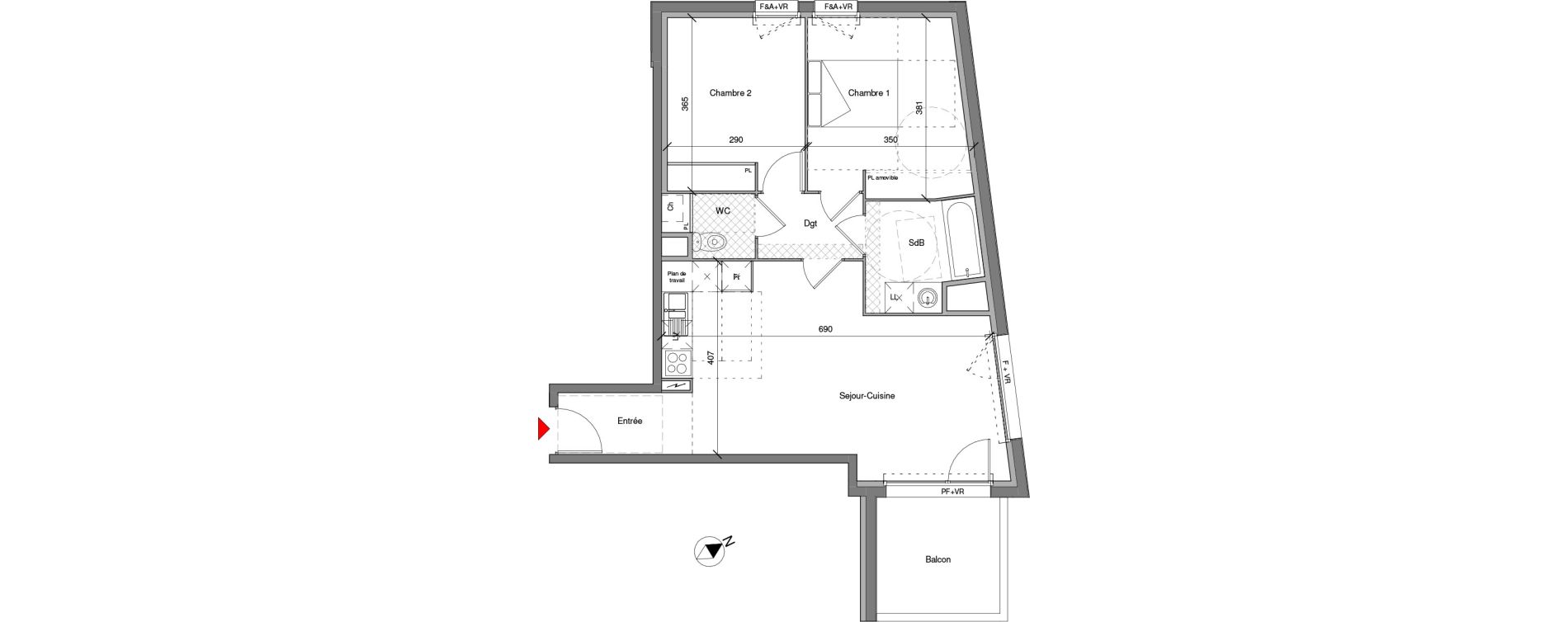 Appartement T3 de 63,30 m2 &agrave; Blagnac Centre