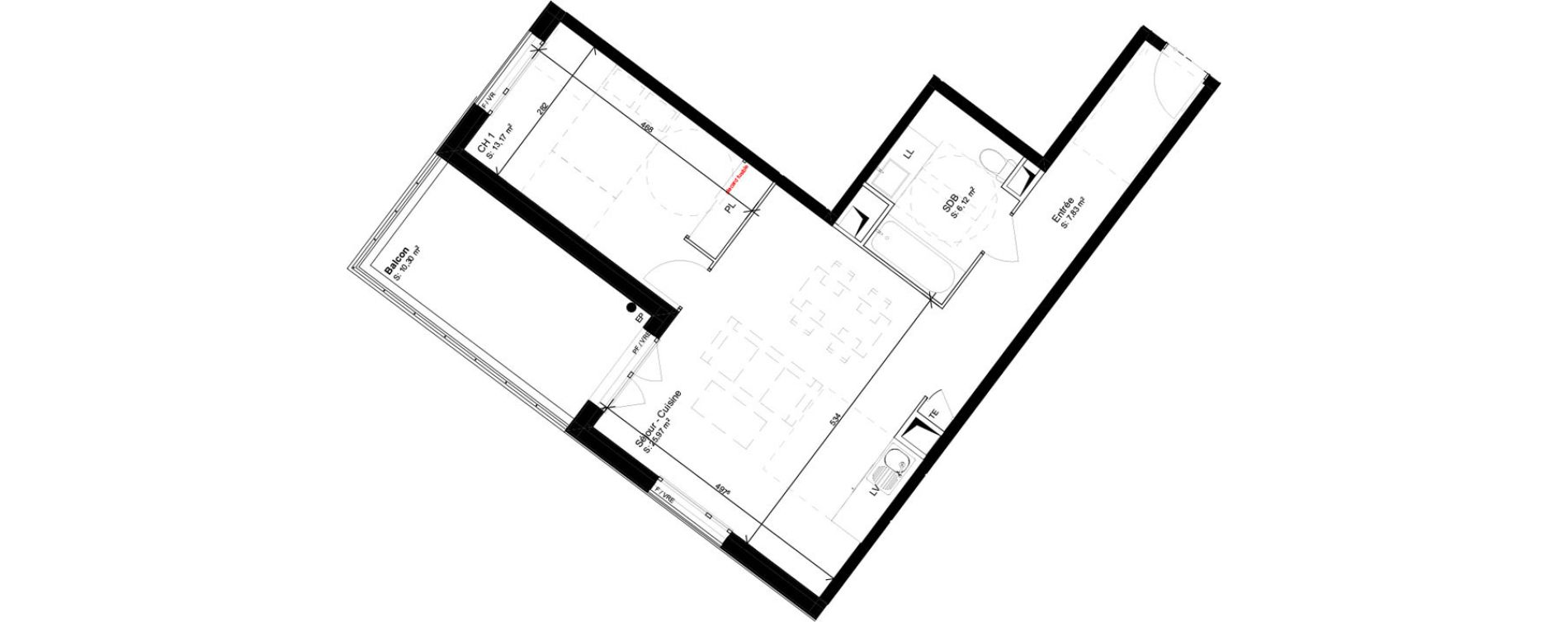 Appartement T2 de 53,09 m2 &agrave; Blagnac Baradel