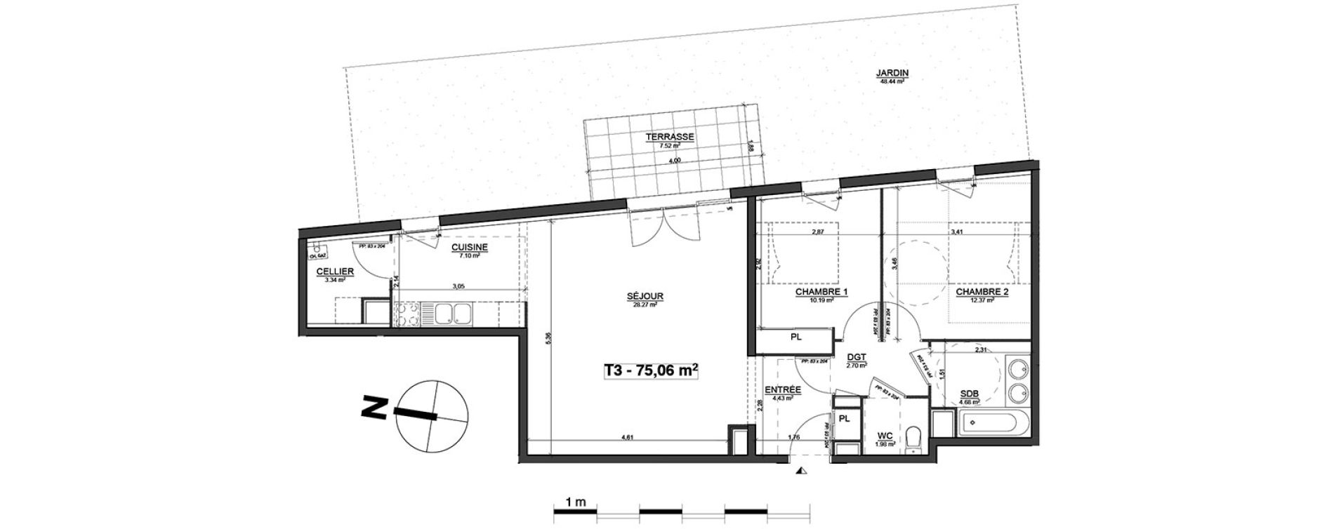 Appartement T3 de 75,06 m2 &agrave; Blagnac Centre