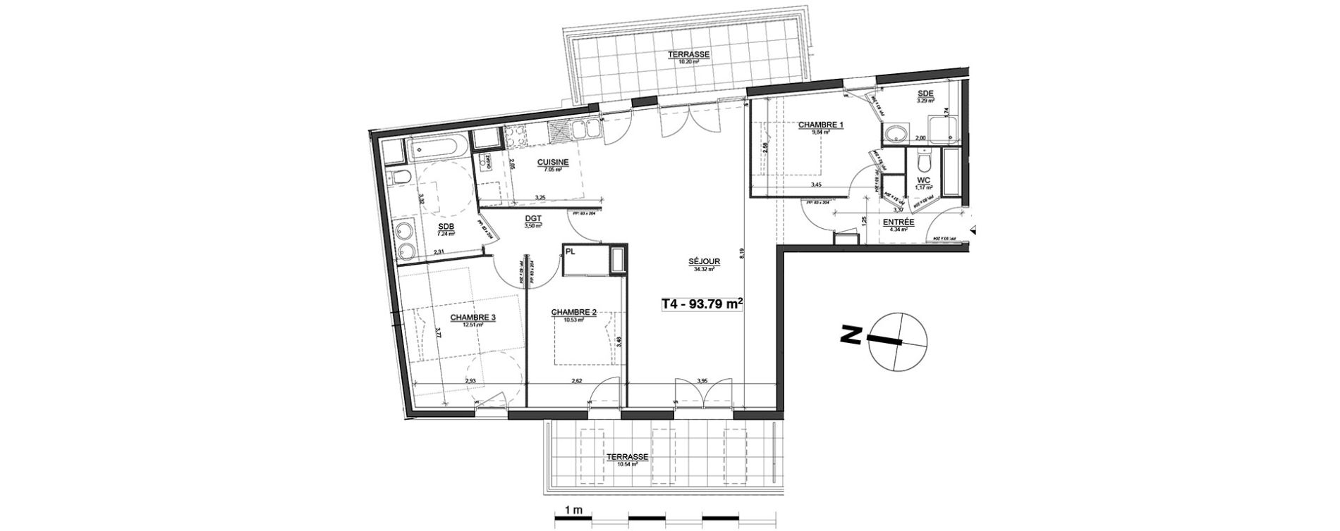 Appartement T4 de 93,79 m2 à Blagnac Centre