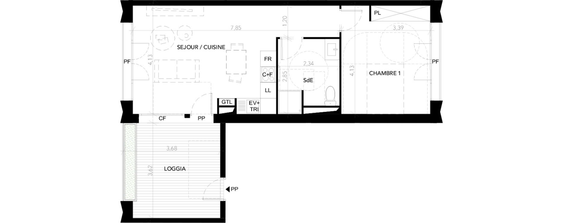 Appartement T2 de 45,03 m2 &agrave; Blagnac Andromede