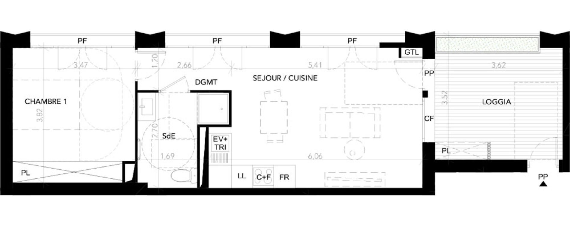 Appartement T2 de 43,86 m2 &agrave; Blagnac Andromede