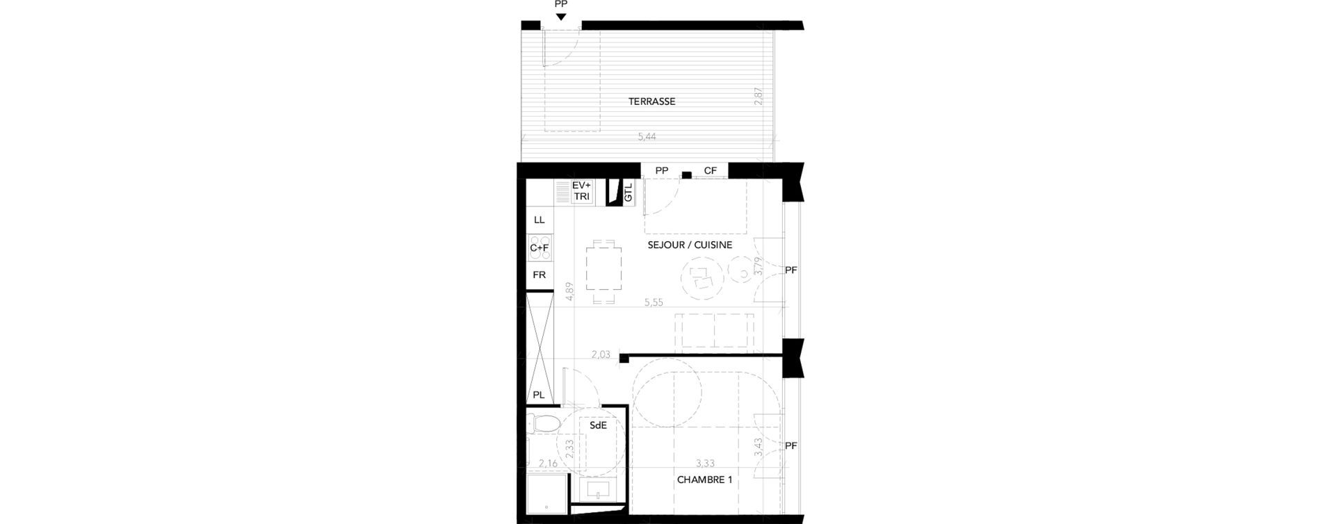 Appartement T1 de 39,14 m2 &agrave; Blagnac Andromede