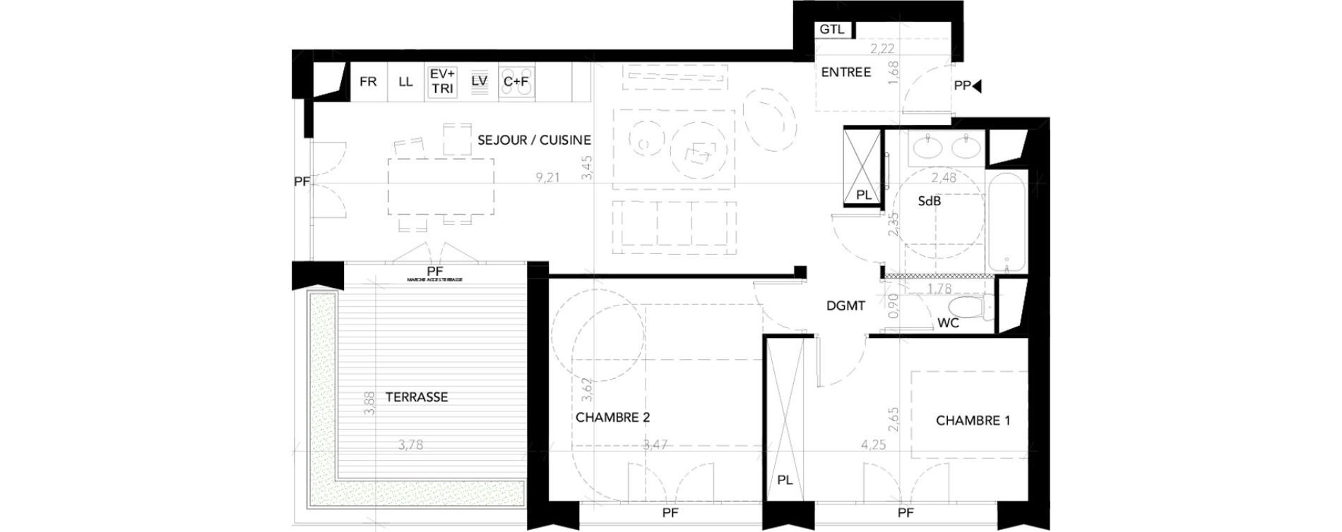 Appartement T3 de 65,59 m2 &agrave; Blagnac Andromede