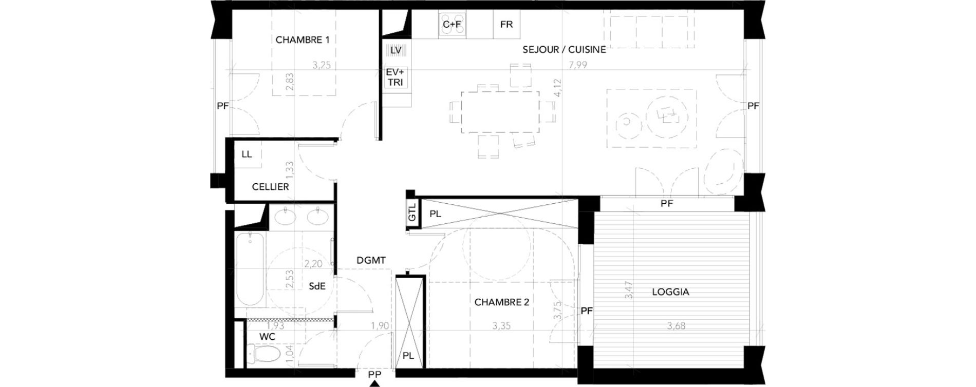 Appartement T3 de 72,51 m2 &agrave; Blagnac Andromede