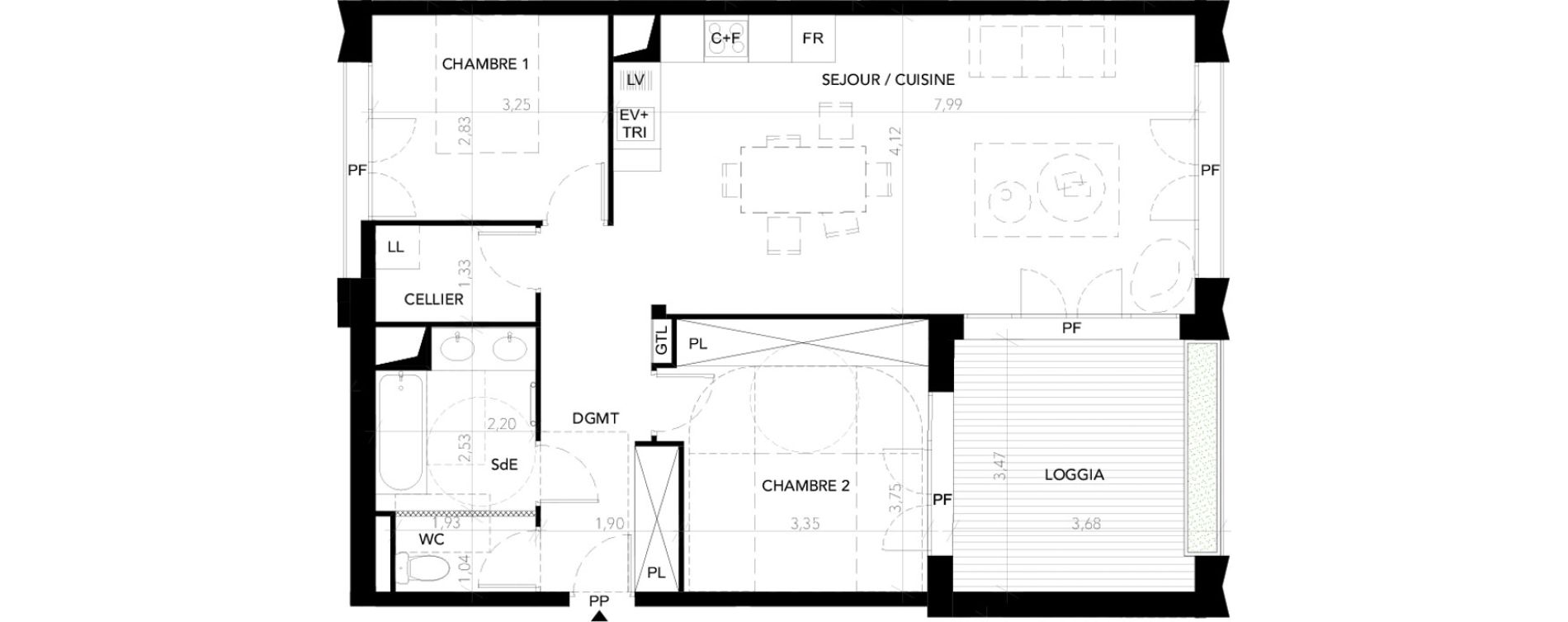 Appartement T3 de 72,51 m2 &agrave; Blagnac Andromede