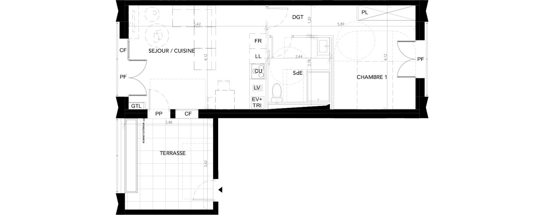 Appartement T2 de 45,10 m2 &agrave; Blagnac Andromede