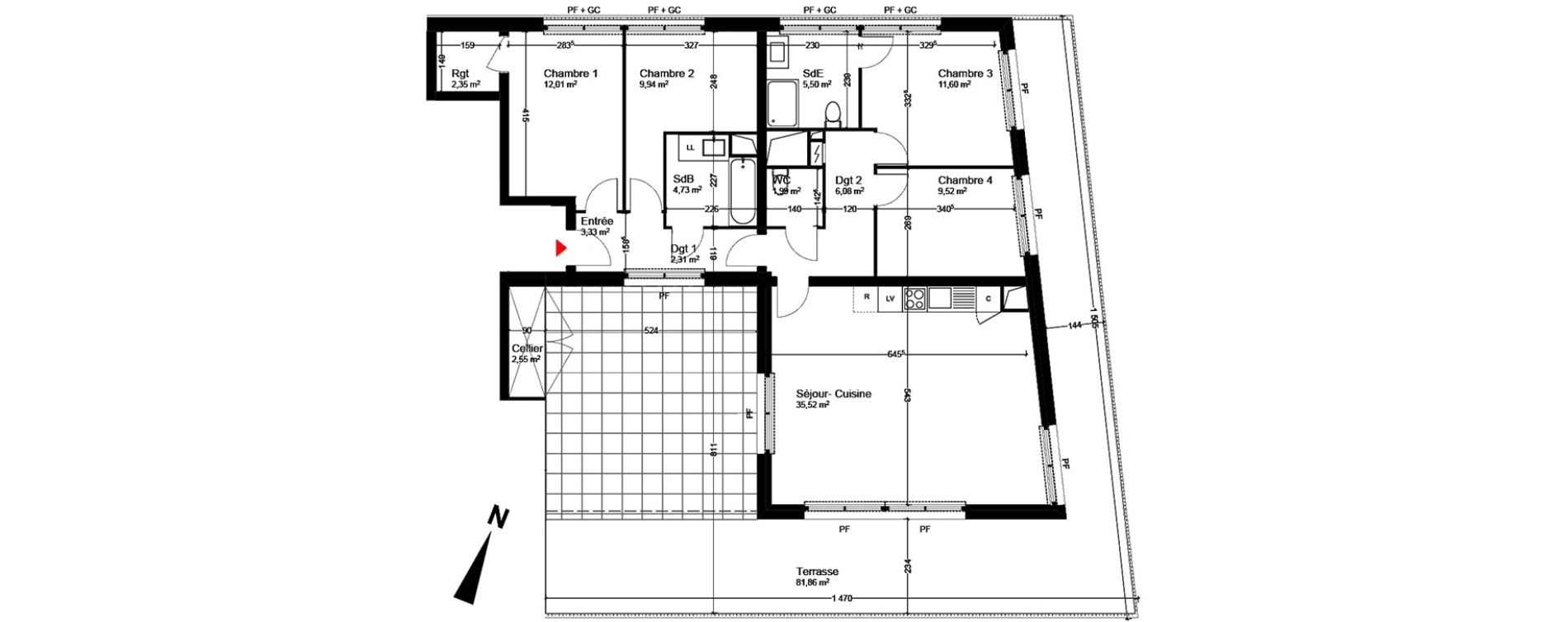 Appartement T5 de 104,88 m2 &agrave; Blagnac Andromede