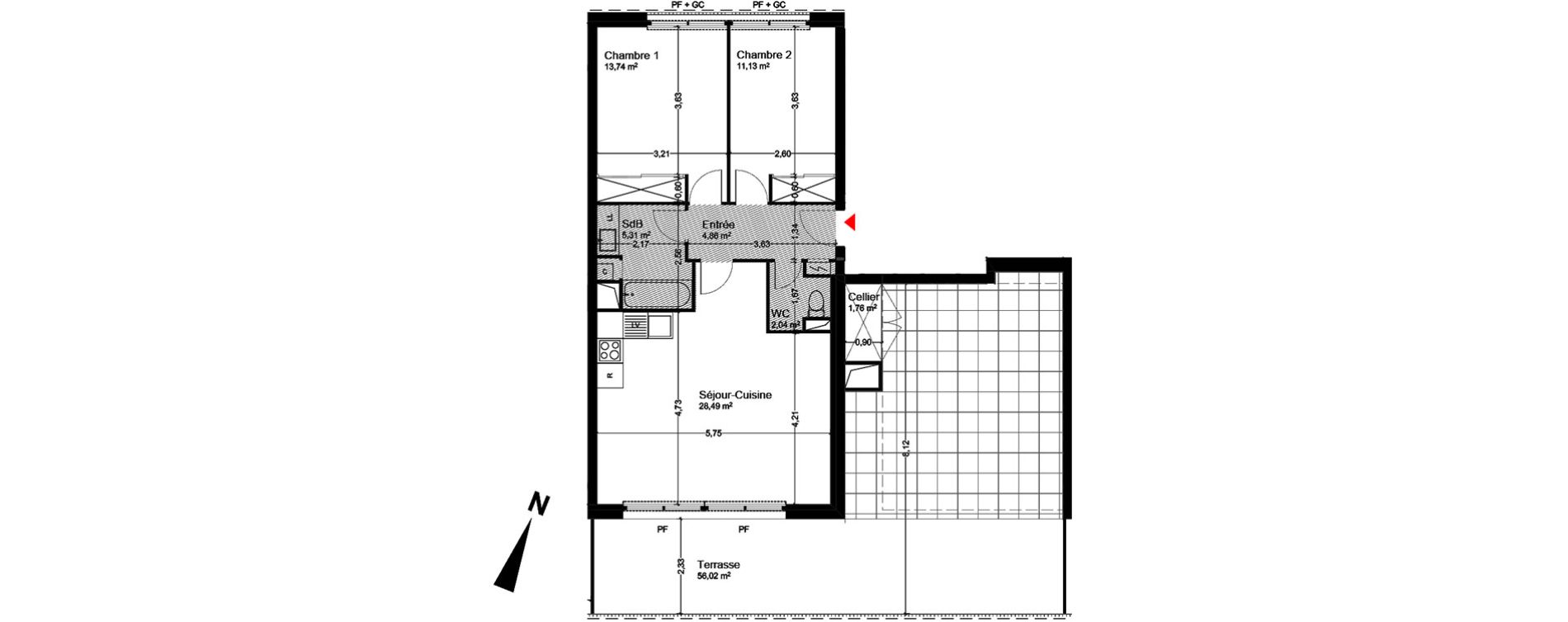 Appartement T3 de 65,57 m2 &agrave; Blagnac Andromede