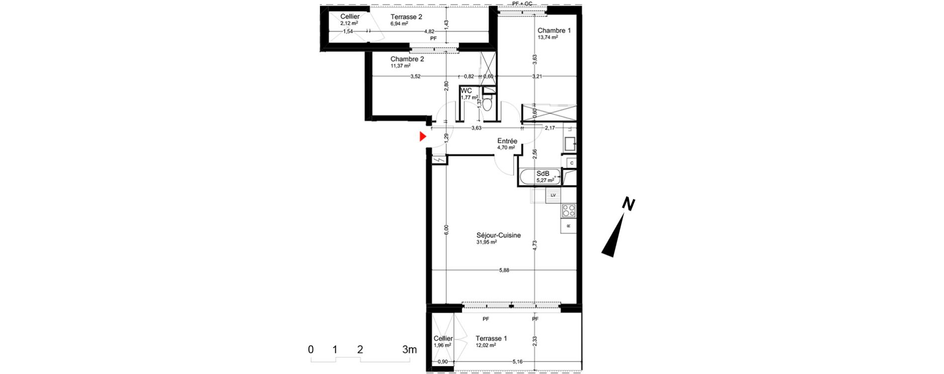 Appartement T3 de 68,80 m2 &agrave; Blagnac Andromede