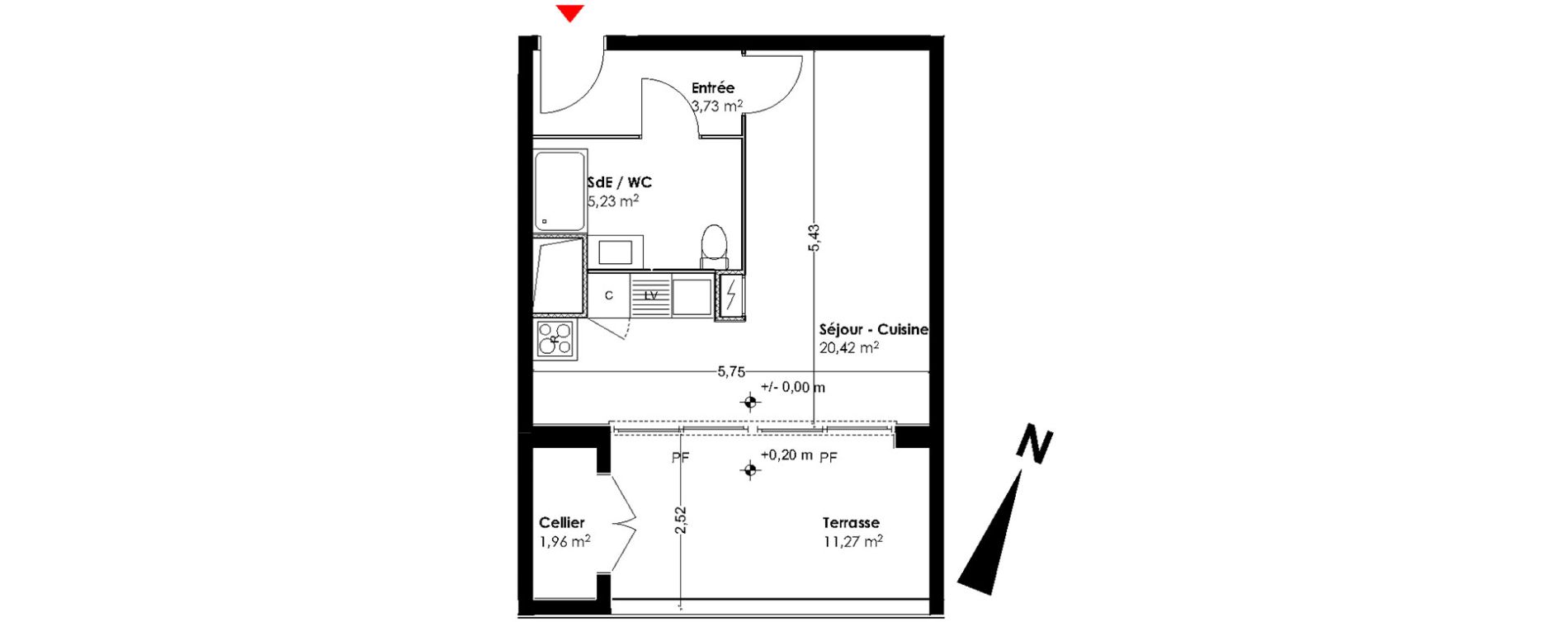Appartement T1 de 29,38 m2 &agrave; Blagnac Andromede