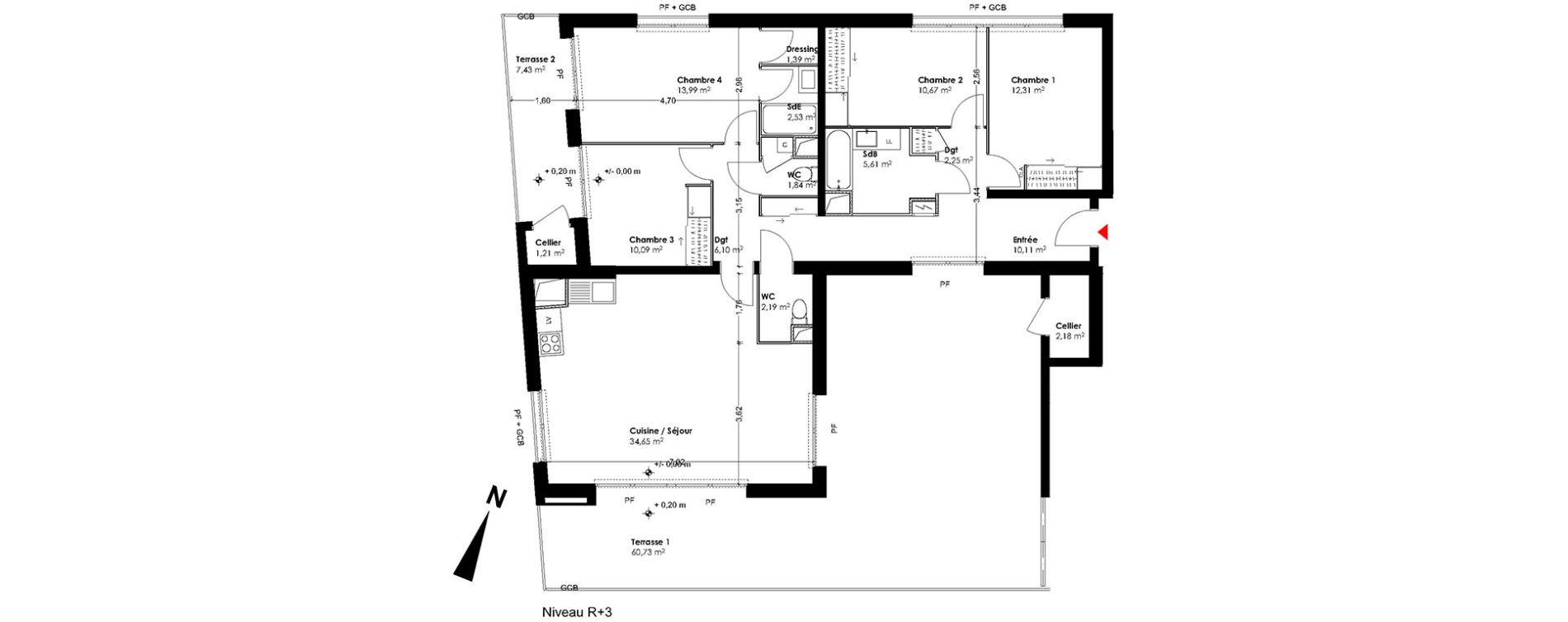 Appartement T5 de 113,73 m2 &agrave; Blagnac Andromede