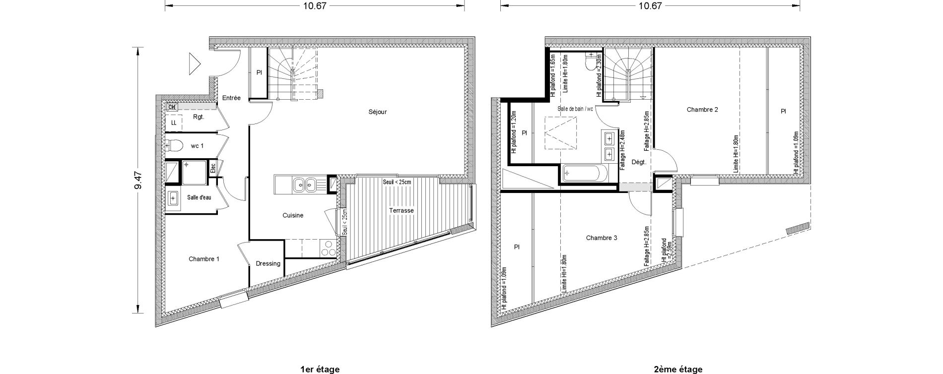 Duplex T4 de 102,70 m2 &agrave; Blagnac Blagnac centre