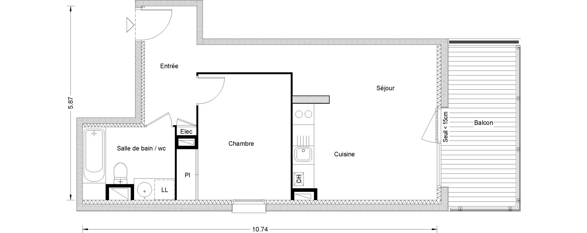 Appartement T2 de 45,67 m2 &agrave; Blagnac Blagnac centre