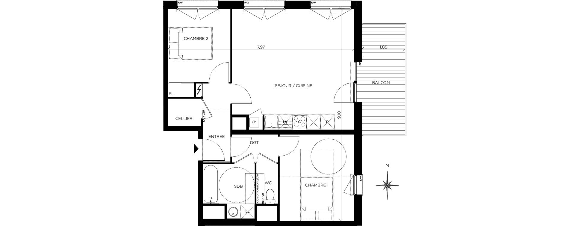 Appartement T3 de 62,25 m2 &agrave; Blagnac Centre