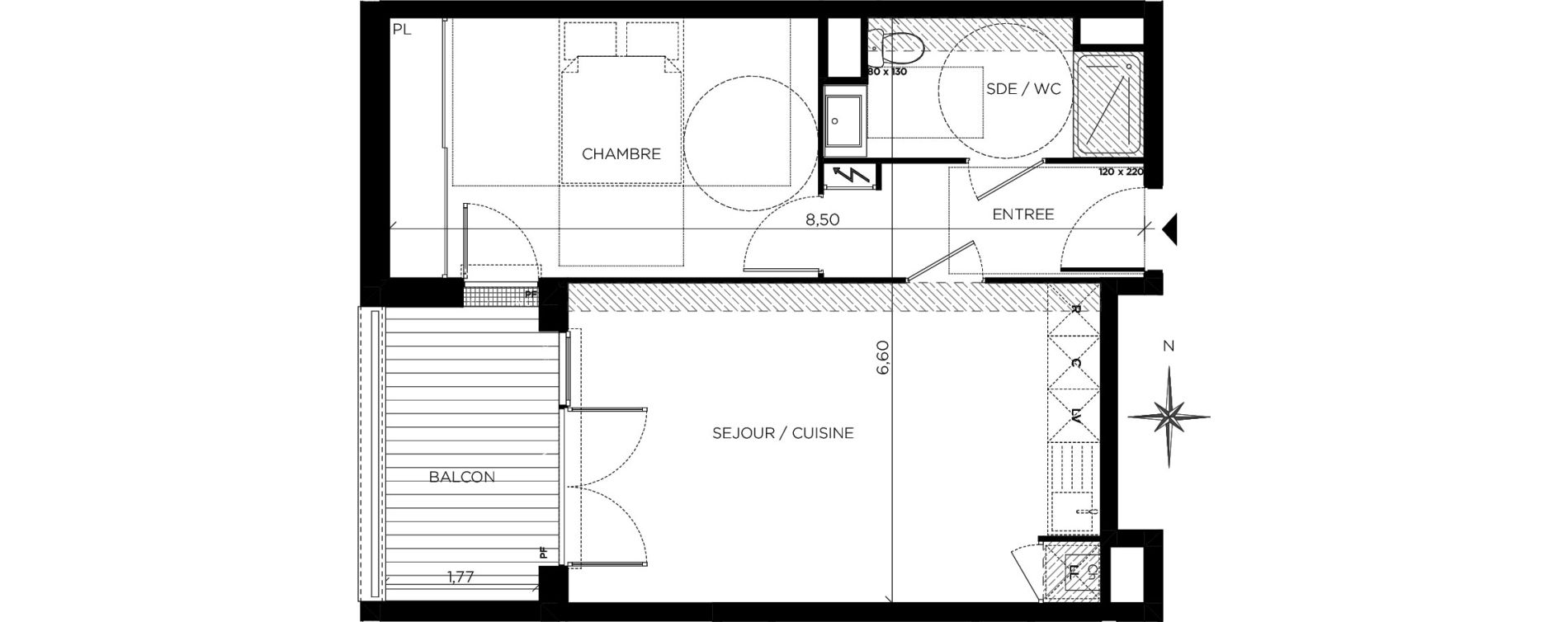 Appartement T2 de 45,42 m2 &agrave; Blagnac Centre