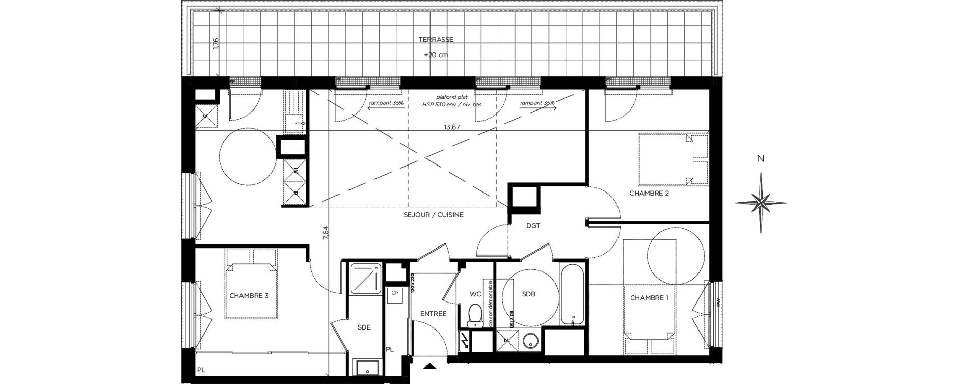 Appartement T4 de 94,04 m2 &agrave; Blagnac Centre