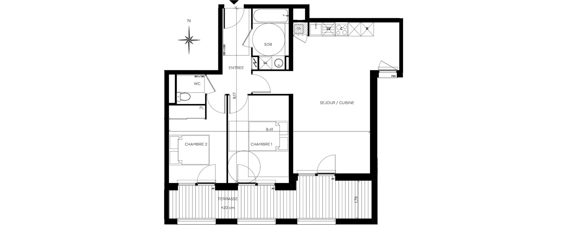 Appartement T3 de 65,27 m2 &agrave; Blagnac Centre