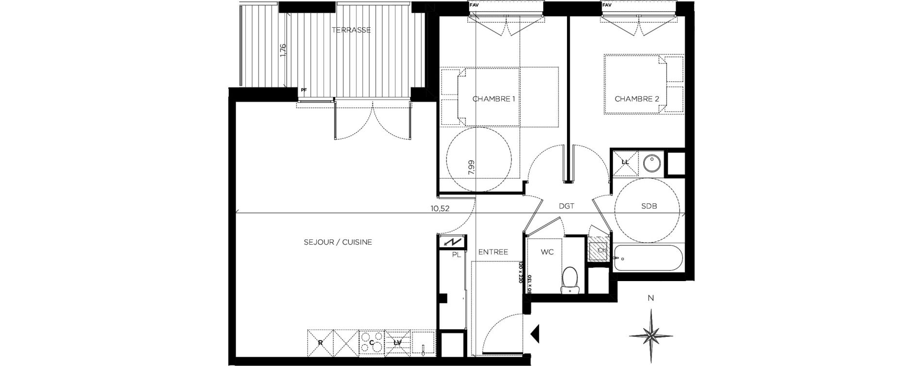 Appartement T3 de 65,43 m2 &agrave; Blagnac Centre