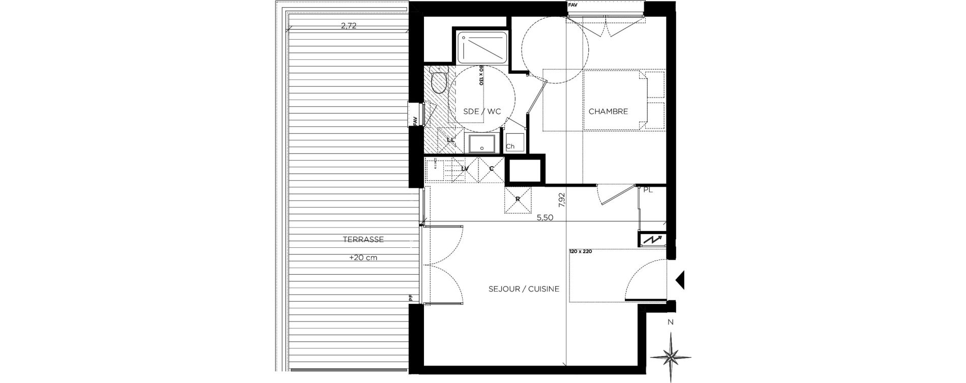 Appartement T2 de 40,15 m2 &agrave; Blagnac Centre