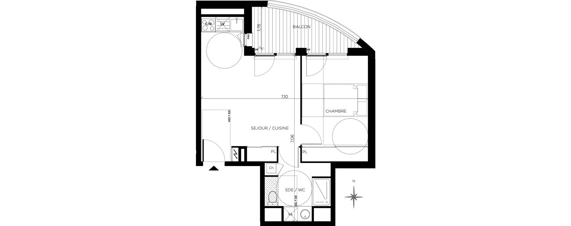 Appartement T2 de 40,32 m2 &agrave; Blagnac Centre