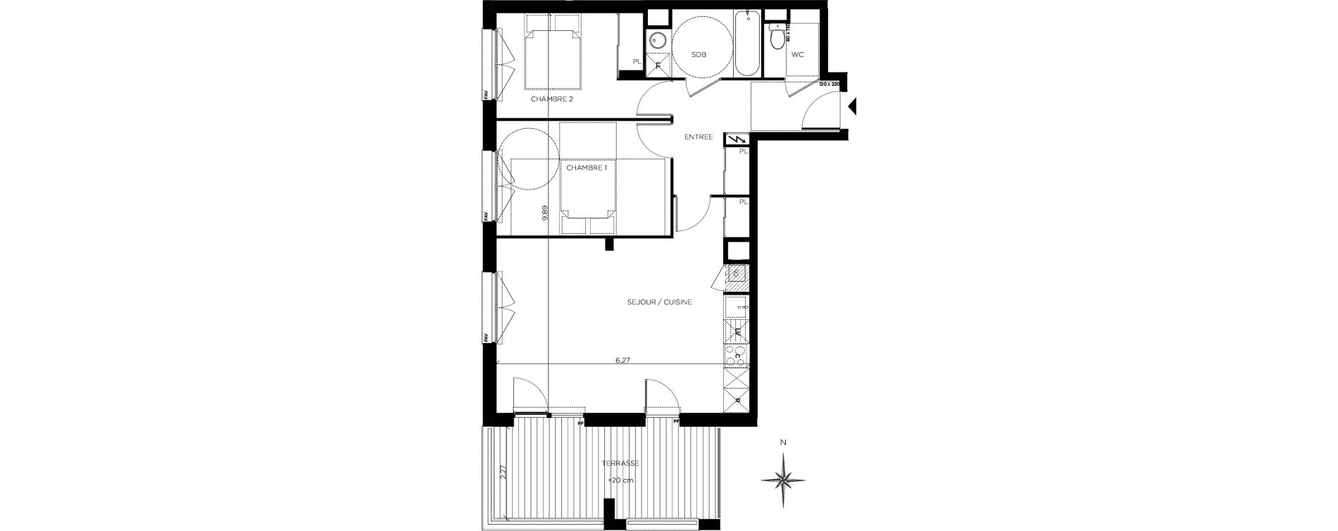 Appartement T3 de 65,70 m2 &agrave; Blagnac Centre