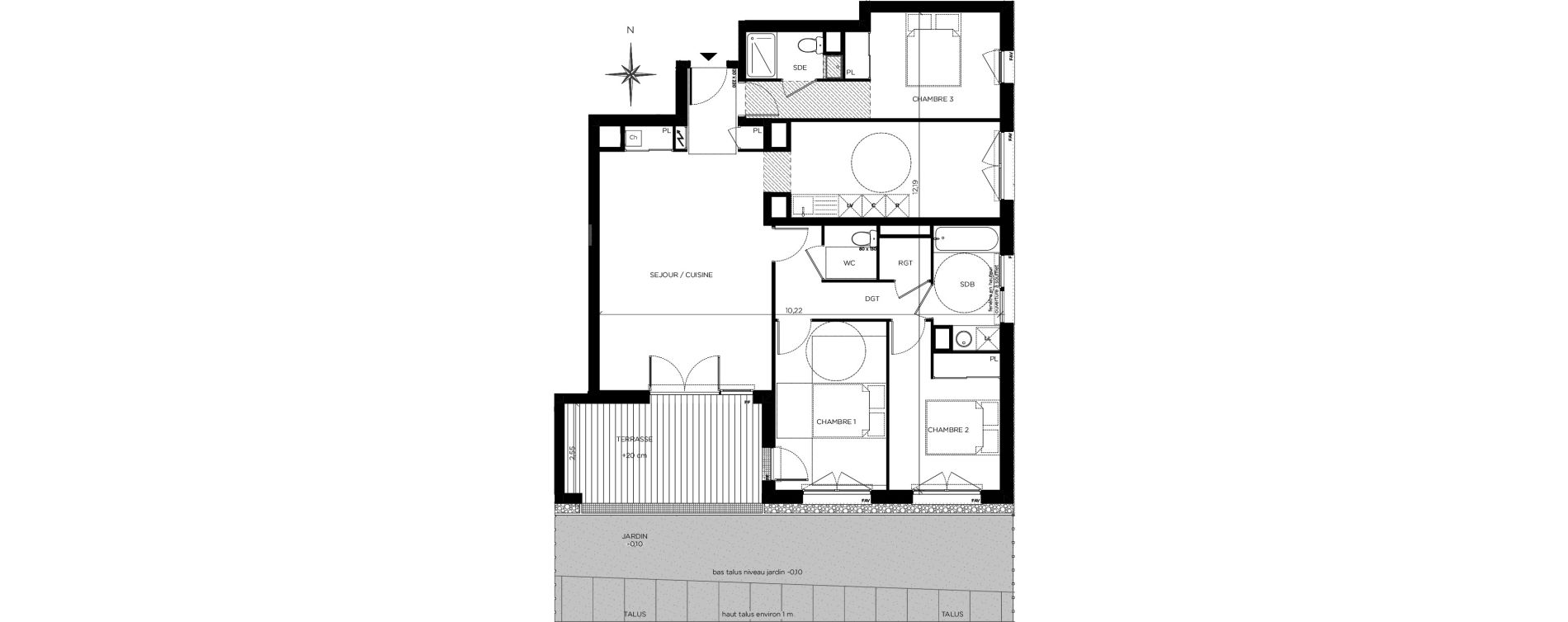 Appartement T4 de 96,97 m2 à Blagnac Centre