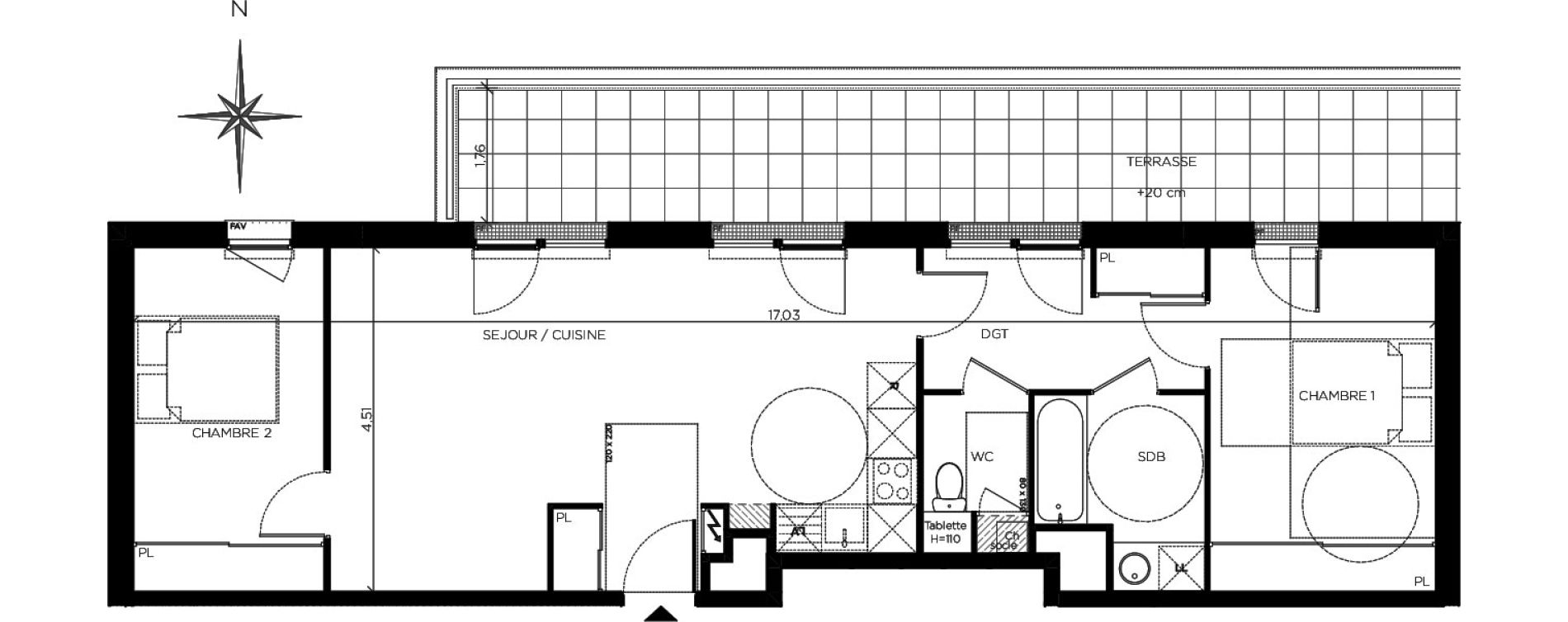 Appartement T3 de 71,68 m2 &agrave; Blagnac Centre