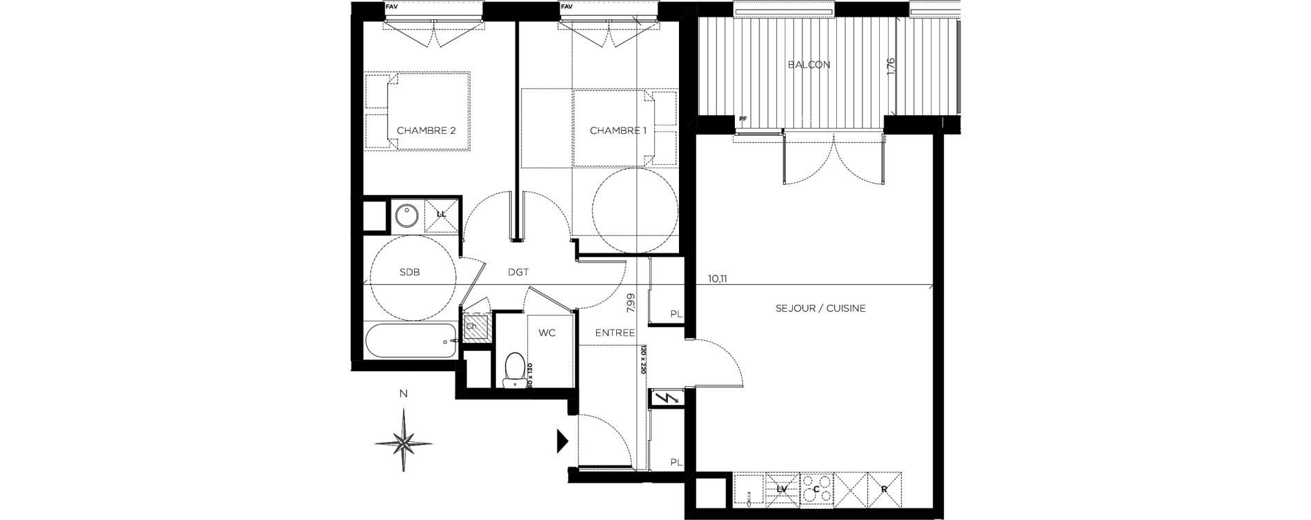Appartement T3 de 64,38 m2 &agrave; Blagnac Centre