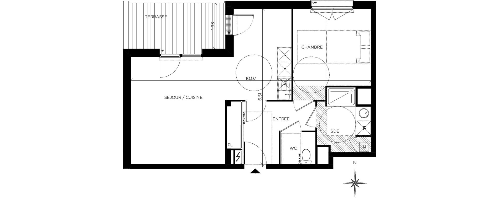 Appartement T2 de 53,69 m2 &agrave; Blagnac Centre