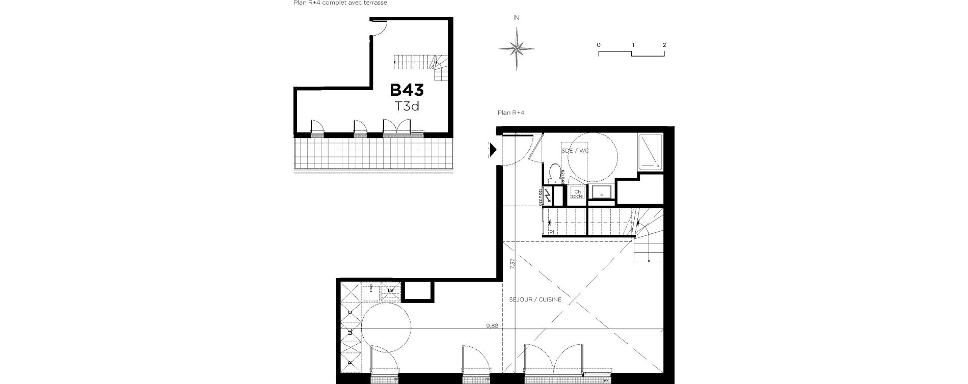 Duplex T3 de 79,08 m2 &agrave; Blagnac Centre