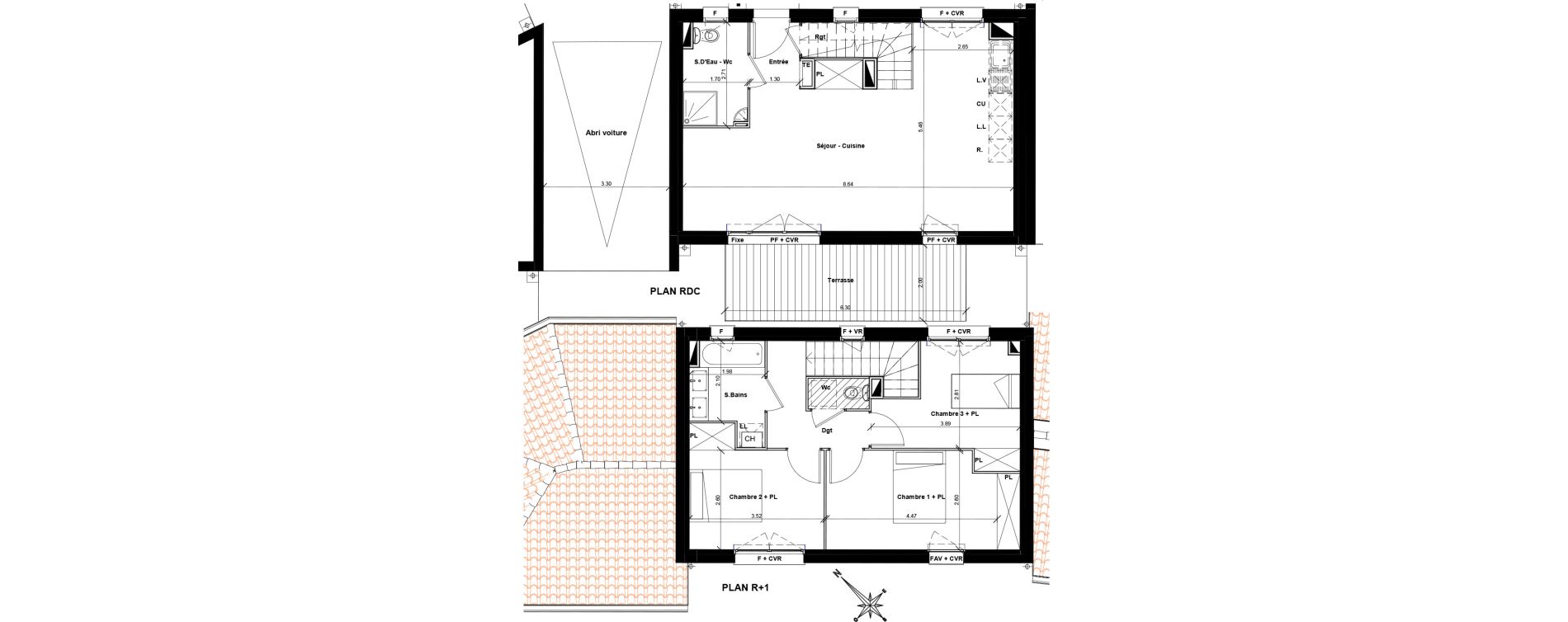 Maison T4 de 86,50 m2 &agrave; Bouloc Centre