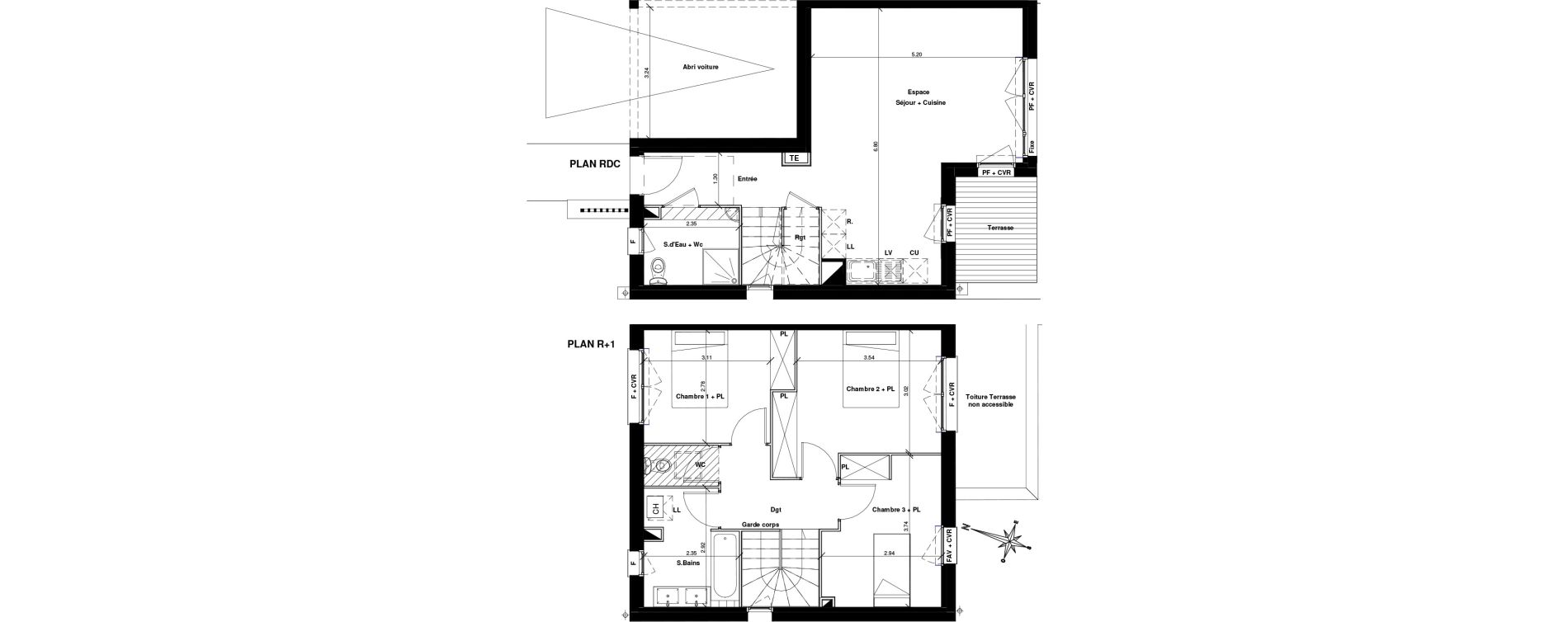 Maison T4 de 83,44 m2 &agrave; Bouloc Centre