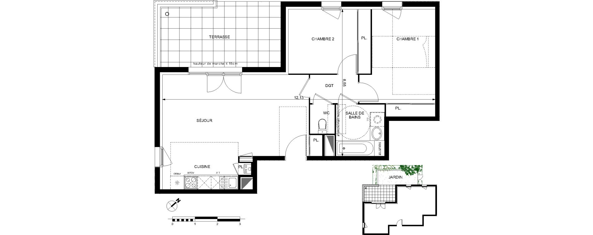 Appartement T3 de 62,71 m2 &agrave; Brax Centre