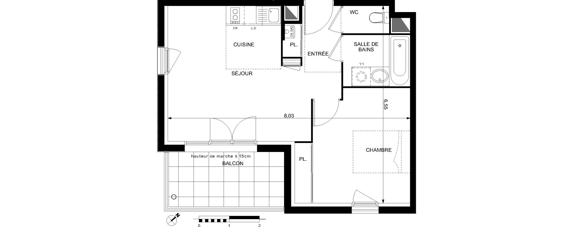 Appartement T2 de 41,93 m2 &agrave; Brax Centre