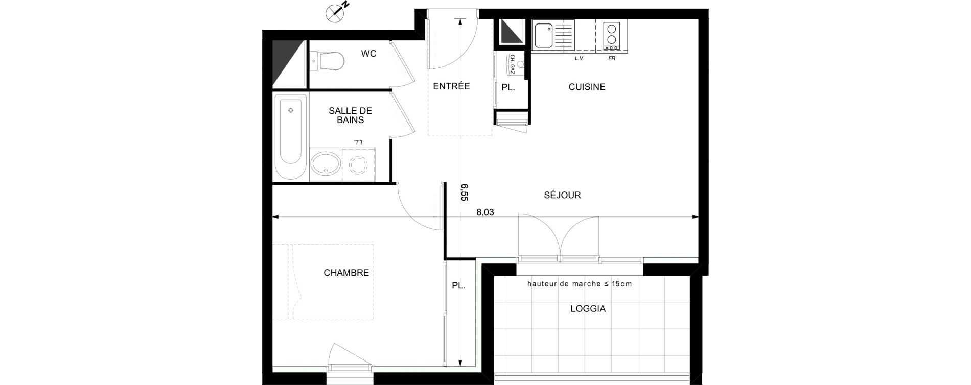 Appartement T2 de 40,81 m2 &agrave; Brax Centre