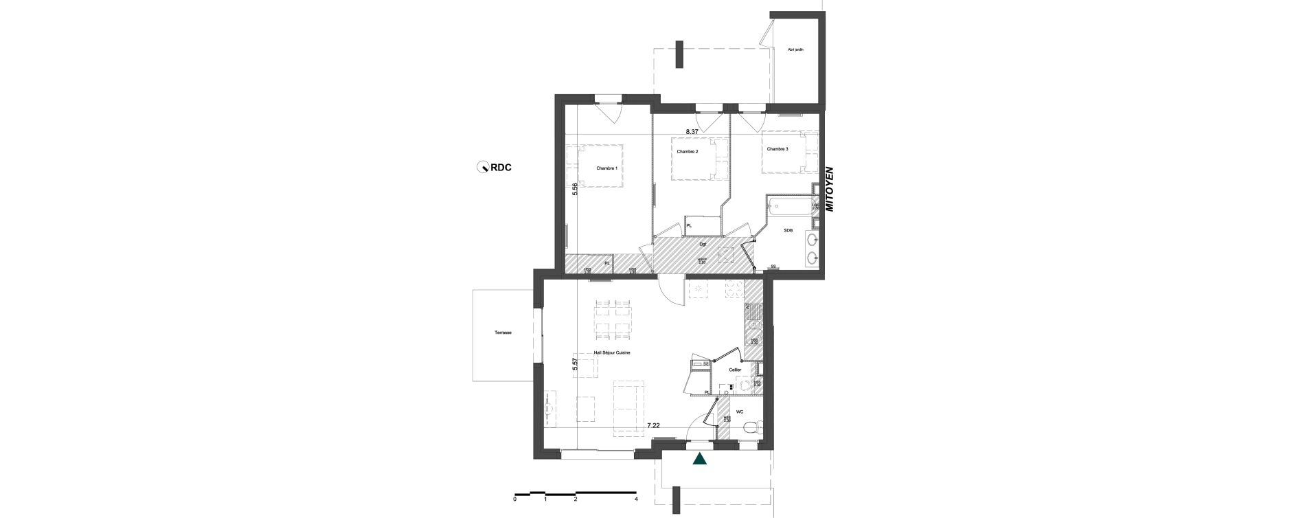 Appartement T4 de 81,82 m2 &agrave; Brugui&egrave;res Centre