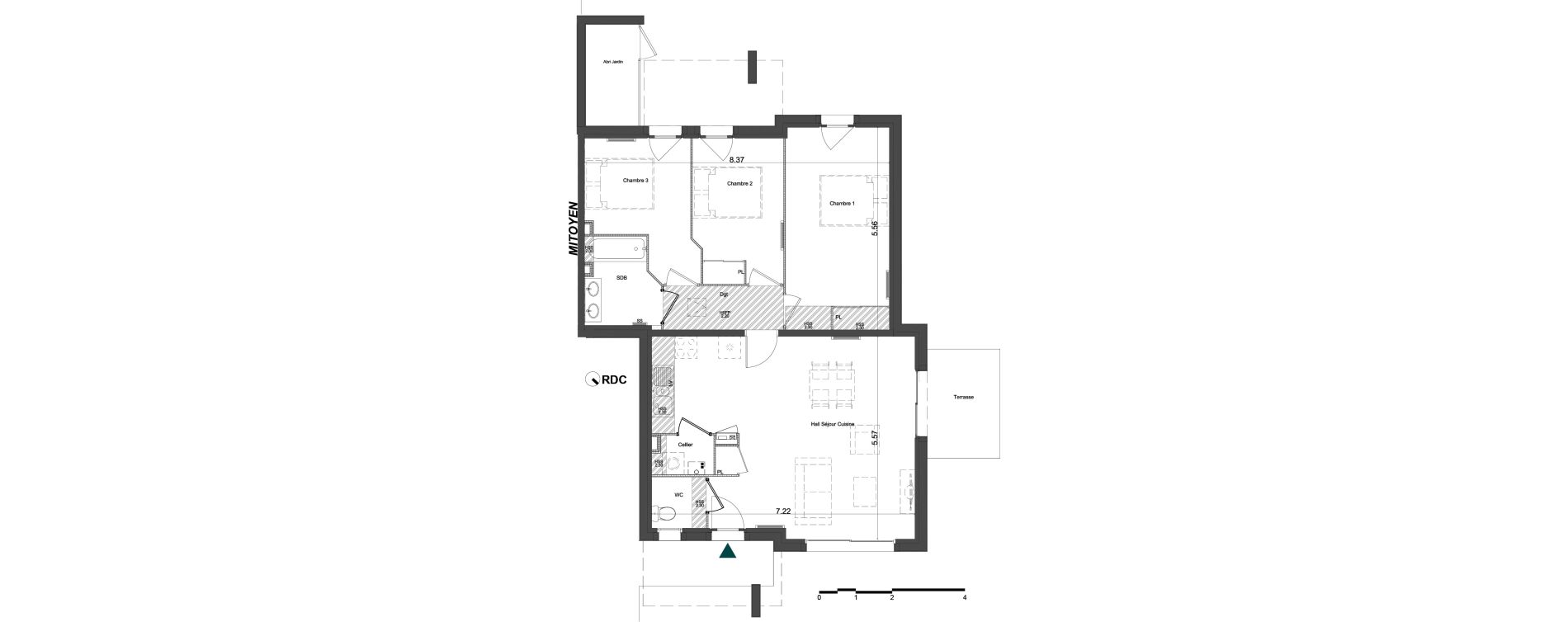 Appartement T4 de 81,82 m2 &agrave; Brugui&egrave;res Centre