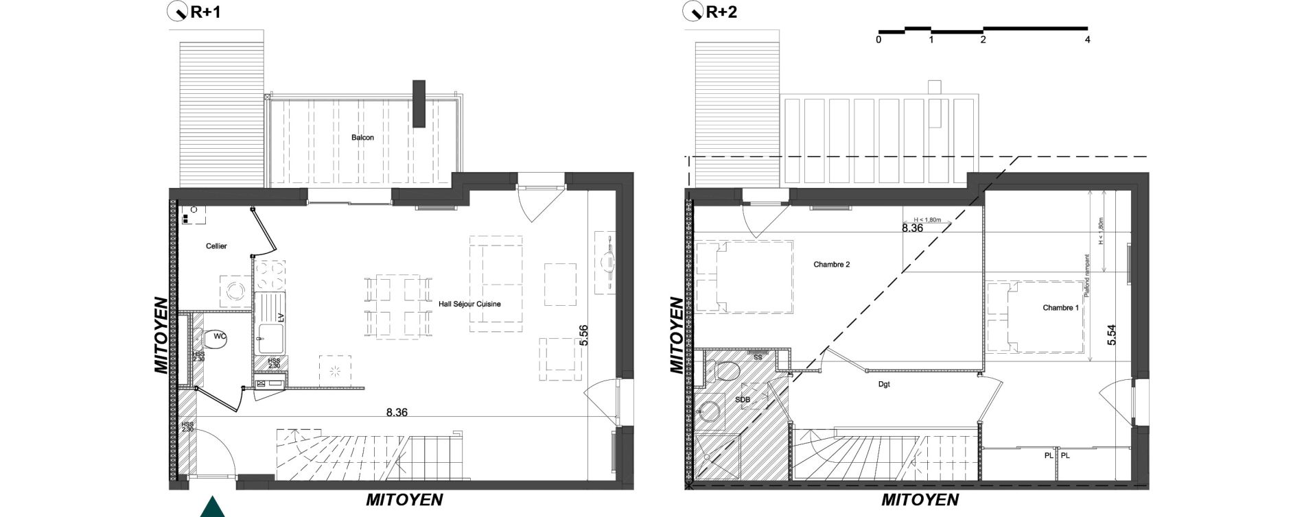 Duplex T3 de 75,38 m2 &agrave; Brugui&egrave;res Centre