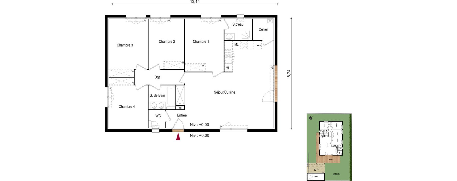 Villa T5 de 112,35 m2 &agrave; Brugui&egrave;res Centre