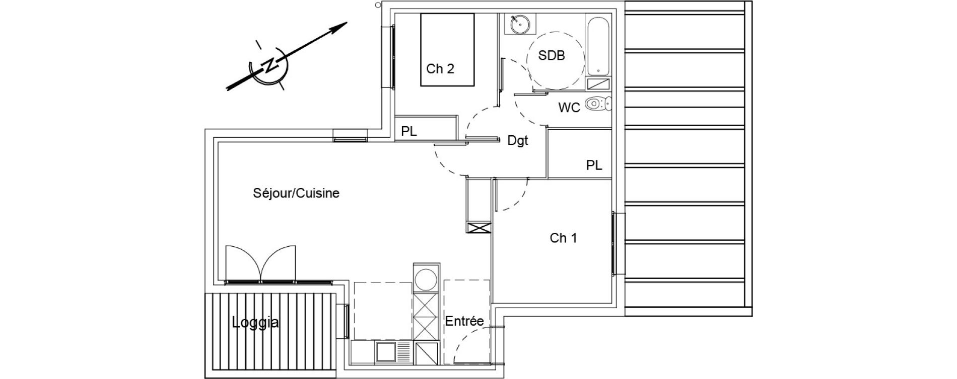 Appartement T3 de 64,91 m2 &agrave; Cadours Centre