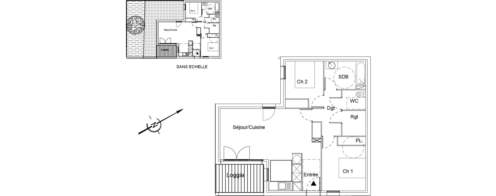 Appartement T3 de 68,93 m2 &agrave; Cadours Centre