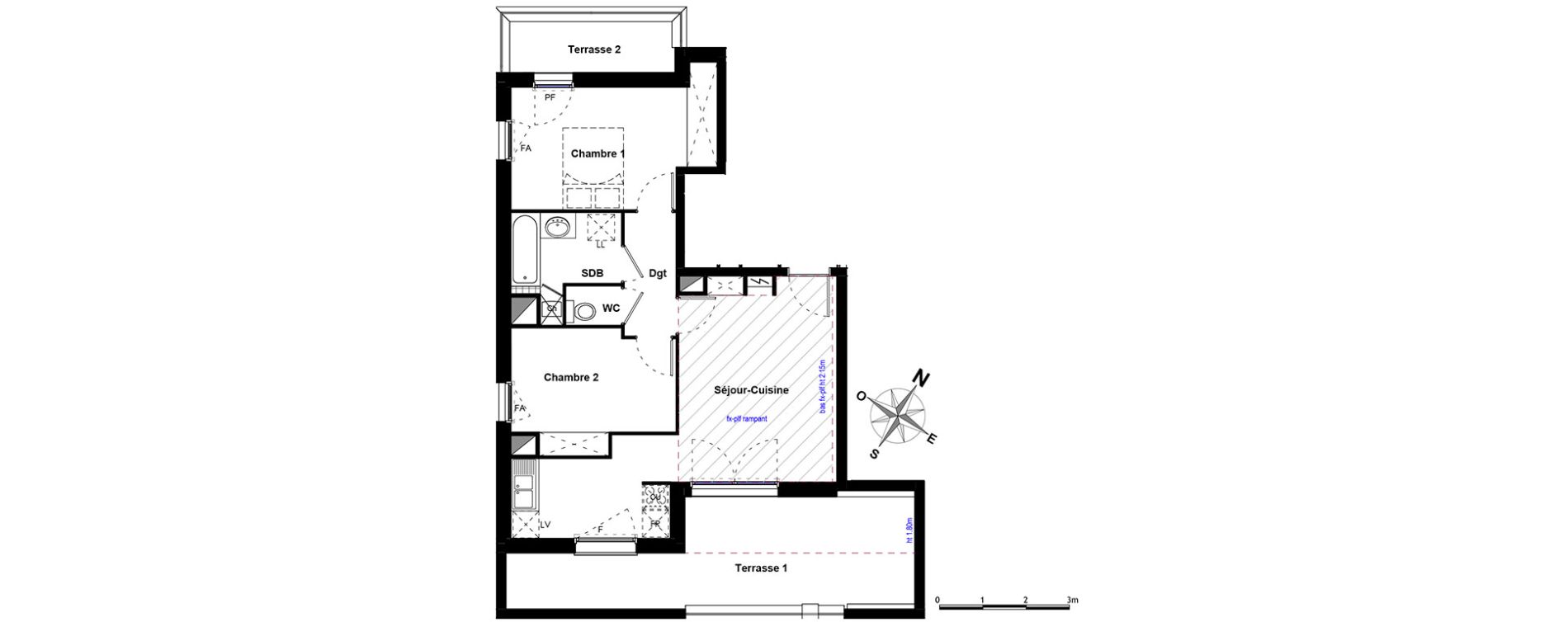 Appartement T3 de 56,93 m2 &agrave; Castanet-Tolosan Coteaux - plaine haute