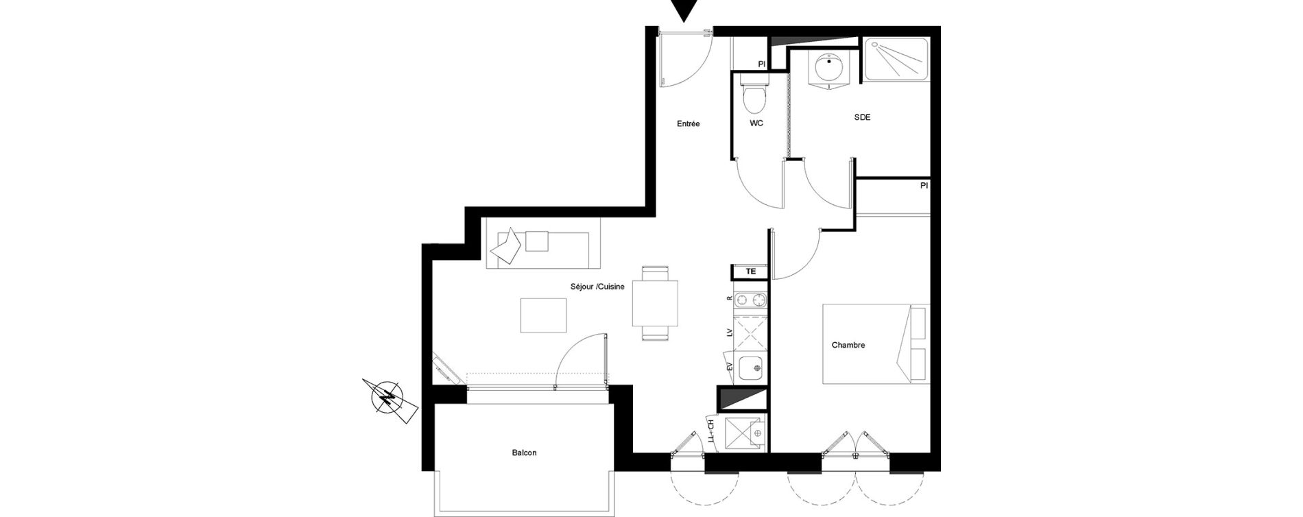 Appartement T2 de 45,13 m2 &agrave; Castanet-Tolosan Centre