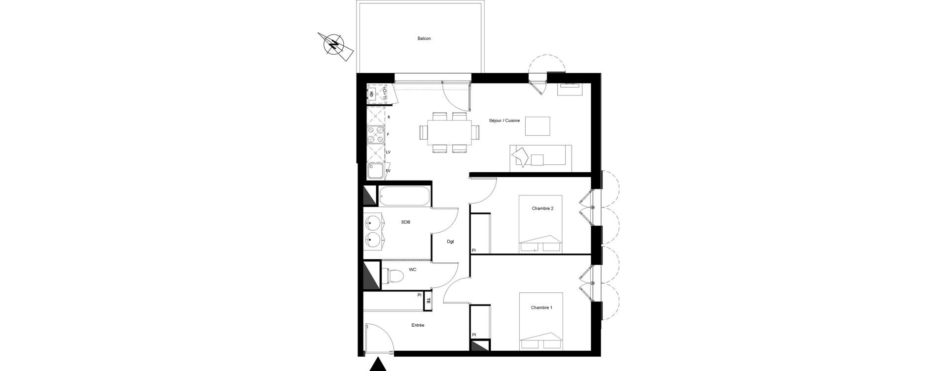 Appartement T3 de 61,02 m2 &agrave; Castanet-Tolosan Centre