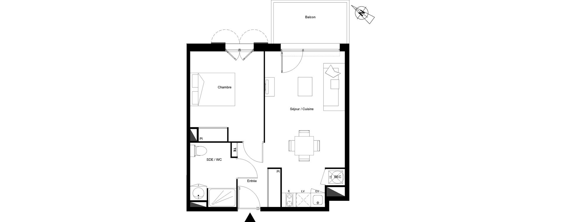 Appartement T2 de 41,25 m2 &agrave; Castanet-Tolosan Centre