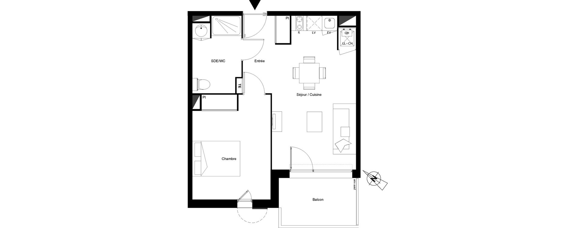 Appartement T2 de 42,09 m2 &agrave; Castanet-Tolosan Centre
